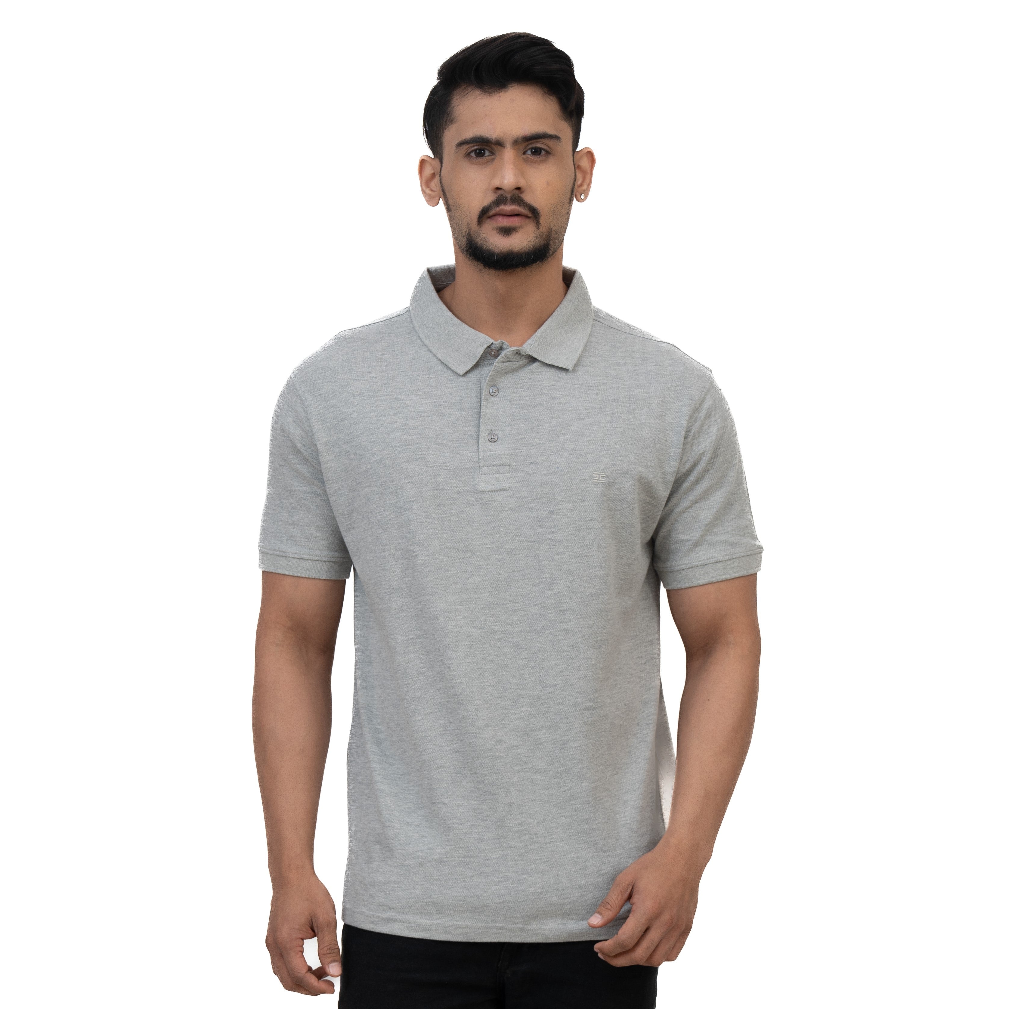 Men Solid Polo Neck Pure Cotton Black T-shirt by U. S. POLO ASSN.