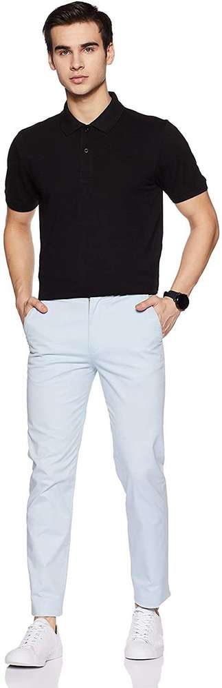 Men Solid Polo Neck Pure Cotton Black T-shirt by U. S. POLO ASSN.