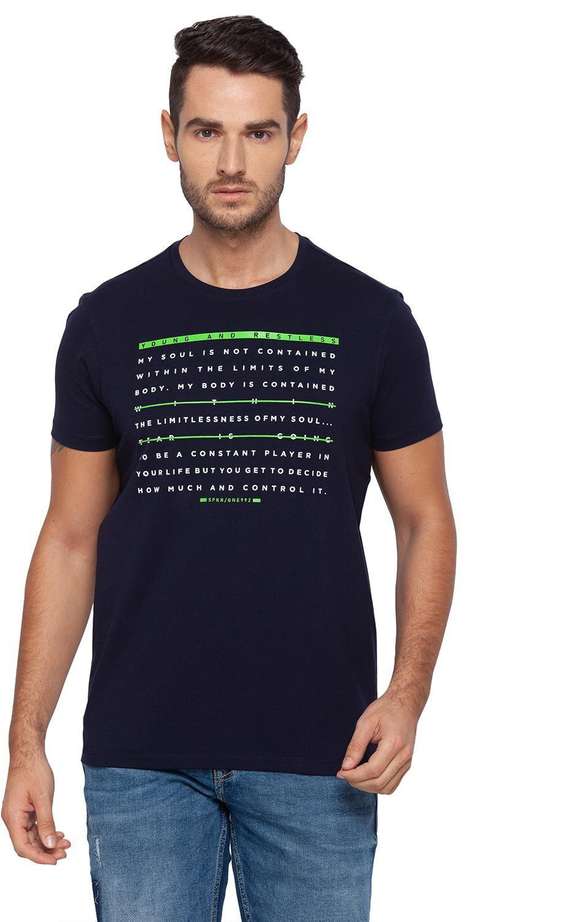 Spykar printed round neck cotton t-shirt