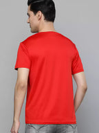 Men Red Brand Logo Printed Pure Cotton Slim Fit T-shirt by Flying Machine