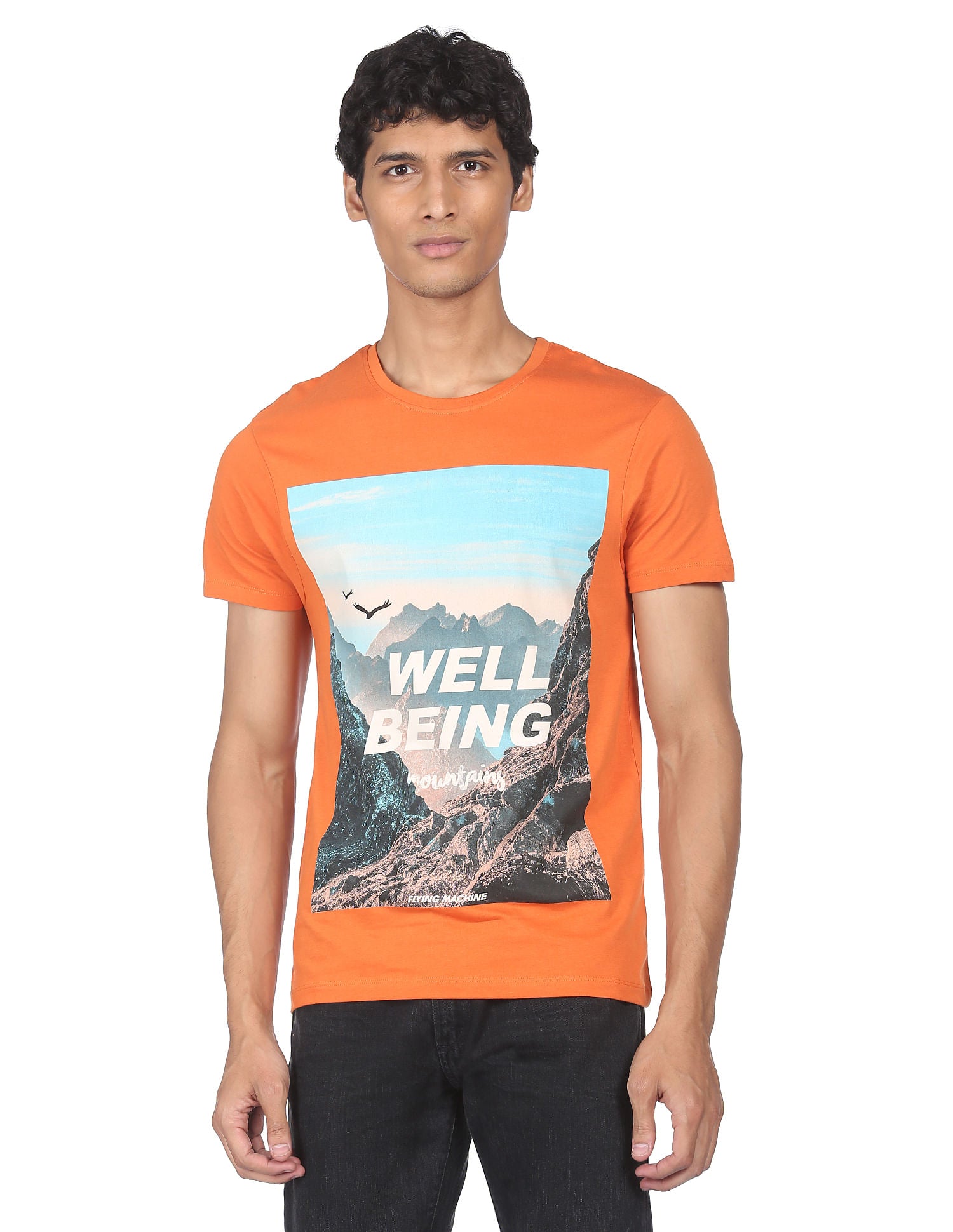 Pure Cotton Graphic Print T-shirt by Flying Machine