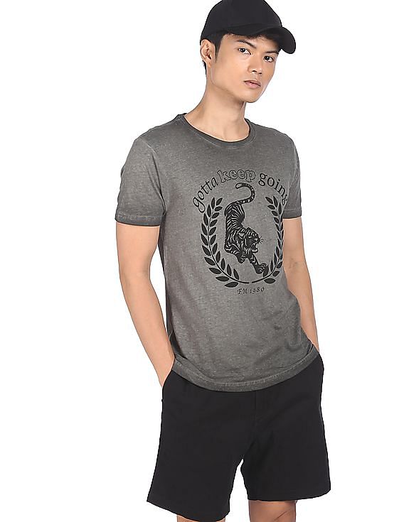 Crew Neck Graphic Print T-shirt by Flying Machine