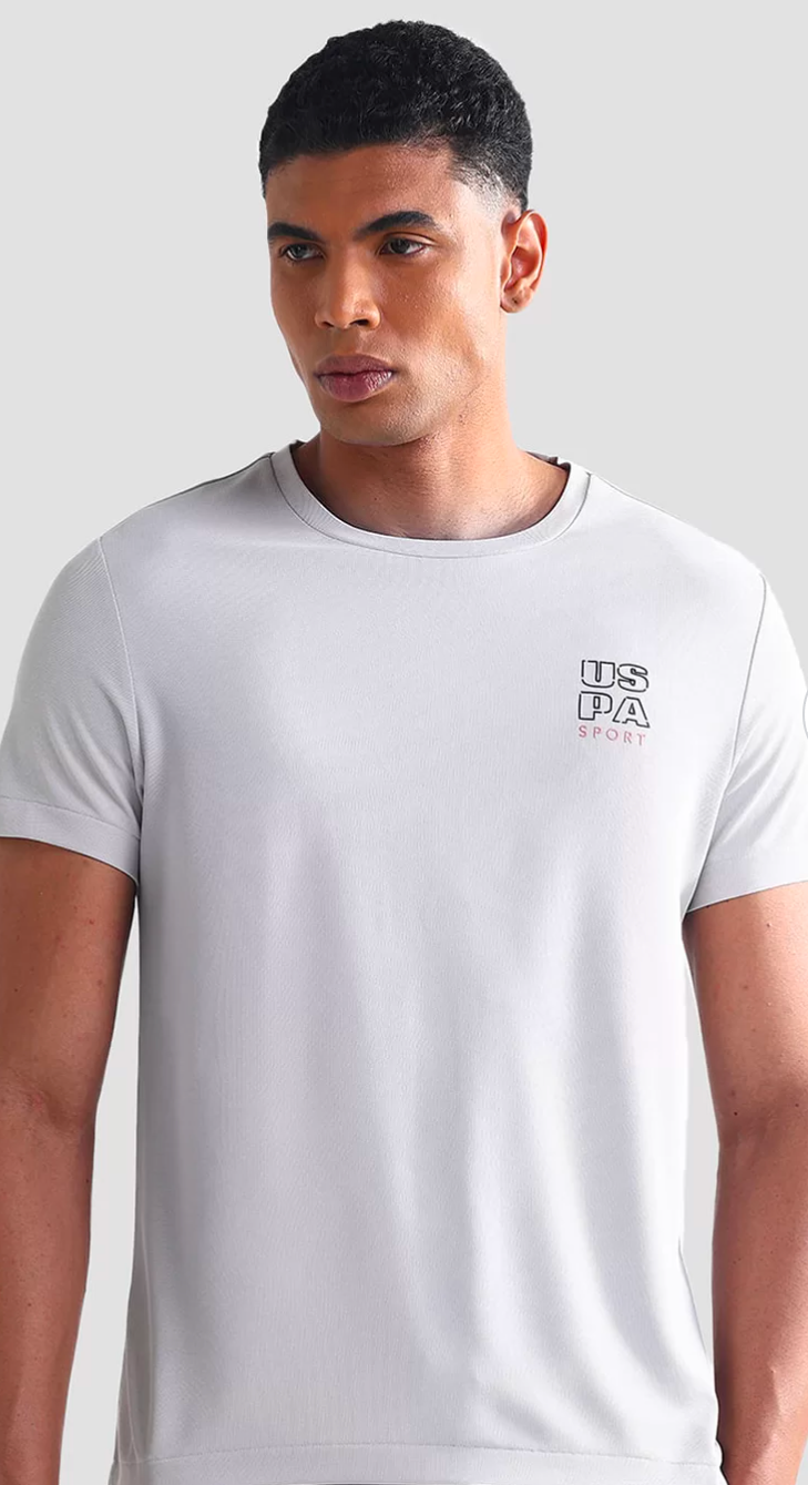USPA man topographic printed round neck T-shirt