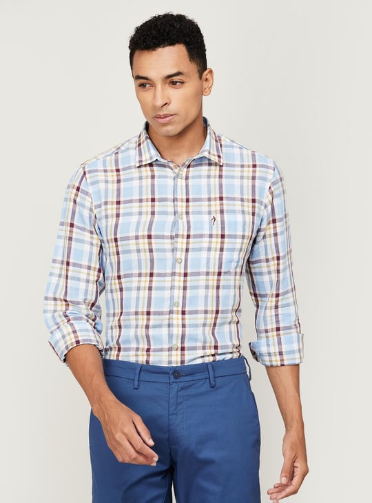 INDIAN TERRAIN Men Checked Slim Fit Casual Shirt