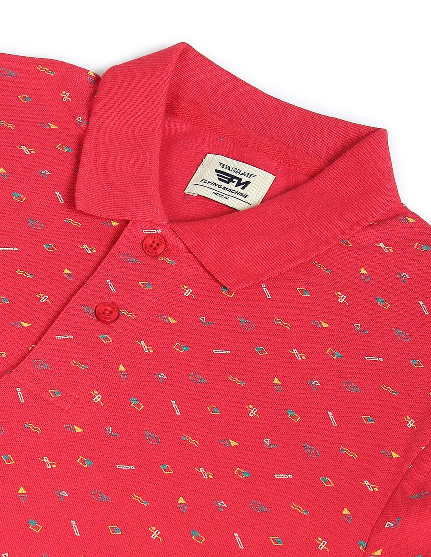 Abstract Print Pique Polo T-shirt by Flying Machine