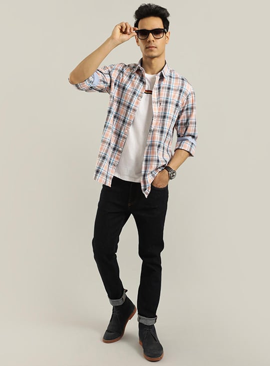INDIAN TERRAIN Men Checked Slim Fit Casual Shirt