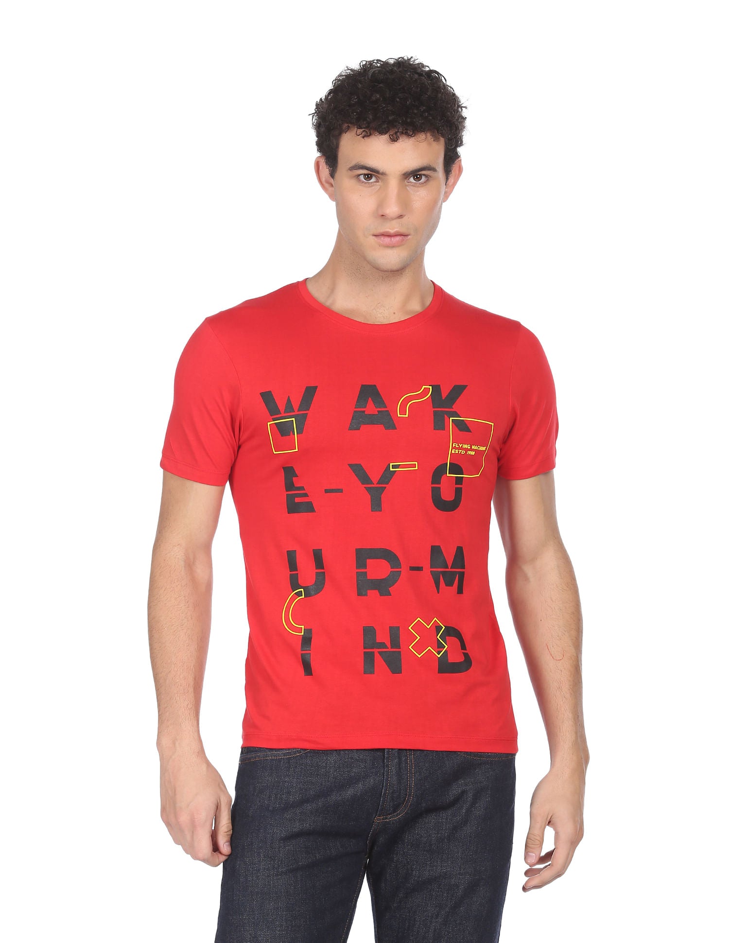 Cotton Graphic Print T-shirt by Flying Machine