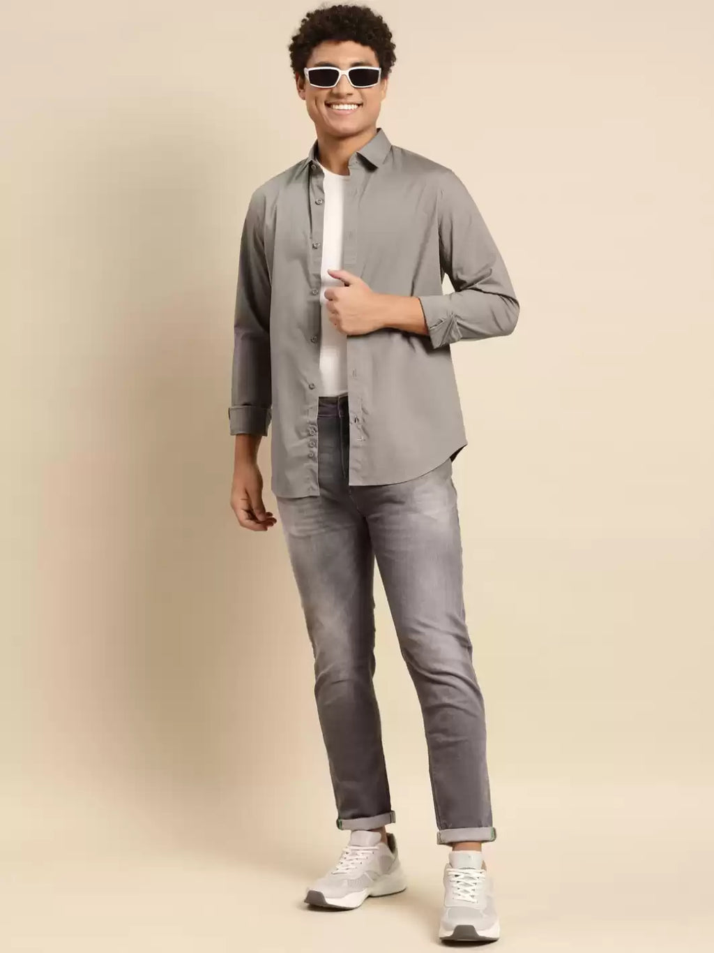 Regular Fit Spread Collar Solid Tencel Shirt UCB