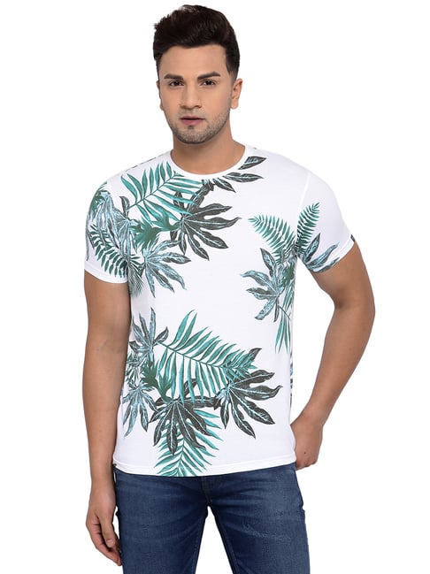 White Round Neck Printed Regular Fit T-Shirt by Pepe Jeans