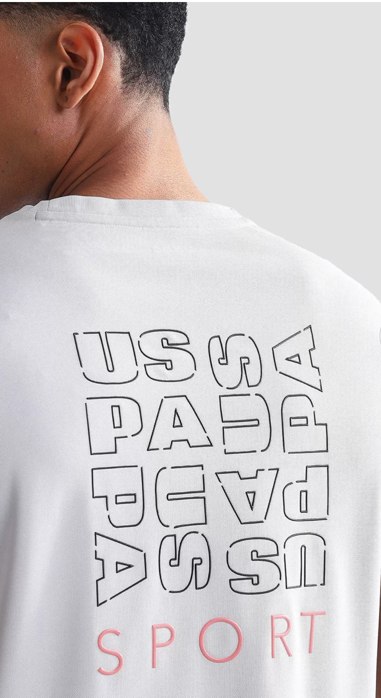 USPA man topographic printed round neck T-shirt