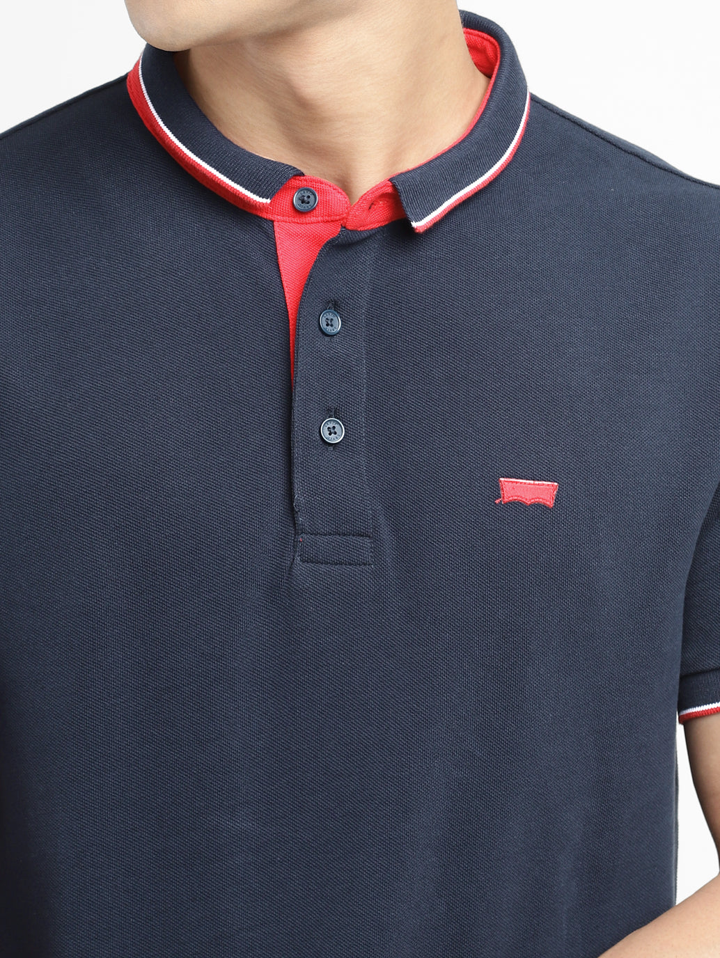 Men's Solid Polo Navy T-shirt by Levi's