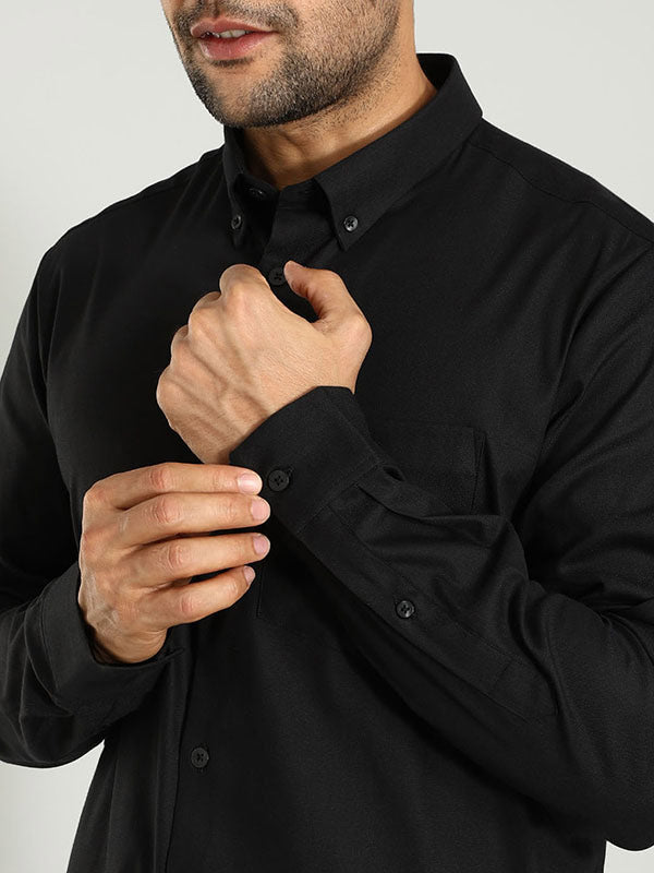 Men Solid Full Sleeve Cotton Blend Shirt by Indian Terrain