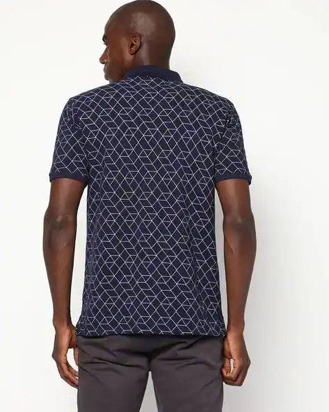 Geometric Print Slim Fit Polo T-shirt by Netplay
