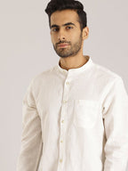 Men Printed Full Sleeve Linen Blend Shirt by Indian Terrain
