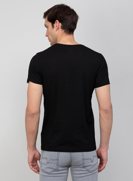 Men Graphic Printed Crew Neck Regular Fit T-shirt by Spykar