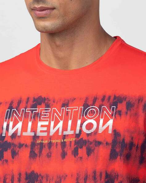 Regular Fit Typographic Printed T-shirt by Spykar
