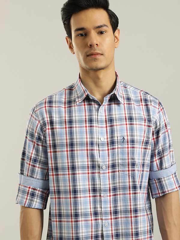Men Checked Full Sleeve Cotton Shirt by Indian Terrain
