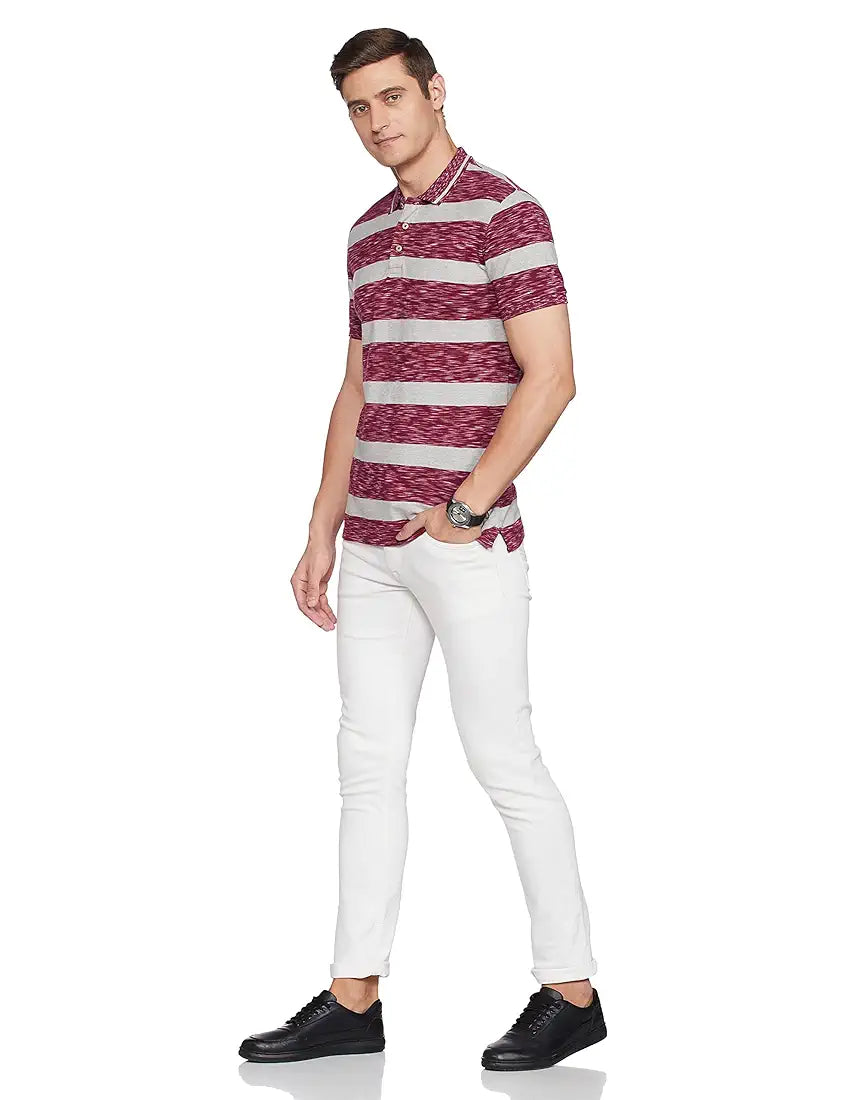 UNITED COLORS OF BENETTON Men's Striped Regular Fit Polo