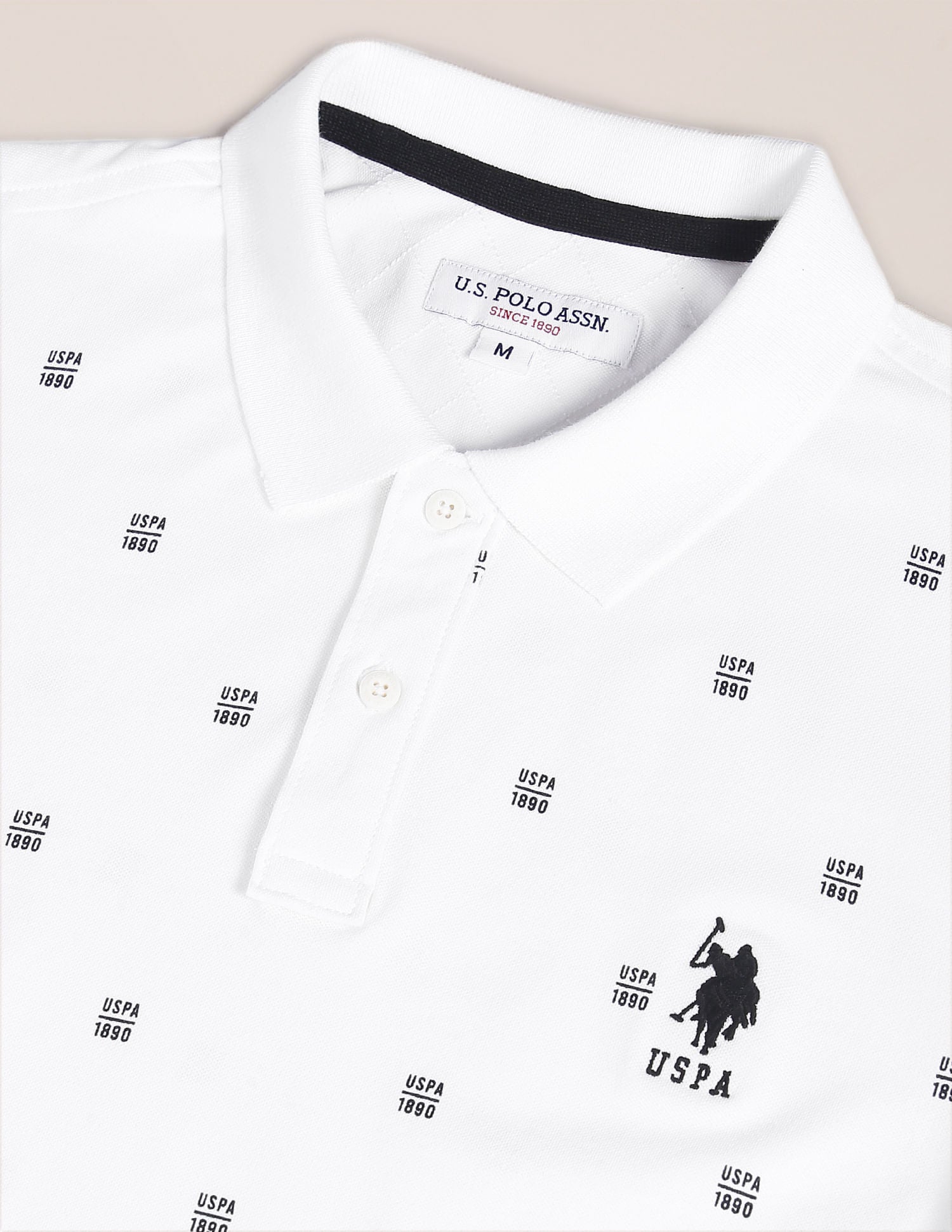Monogram print cotton collar Tshirt by U. S. POLO ASSN.