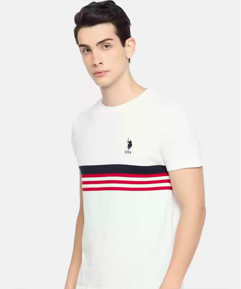 USPA men's Round neck white T-shirt