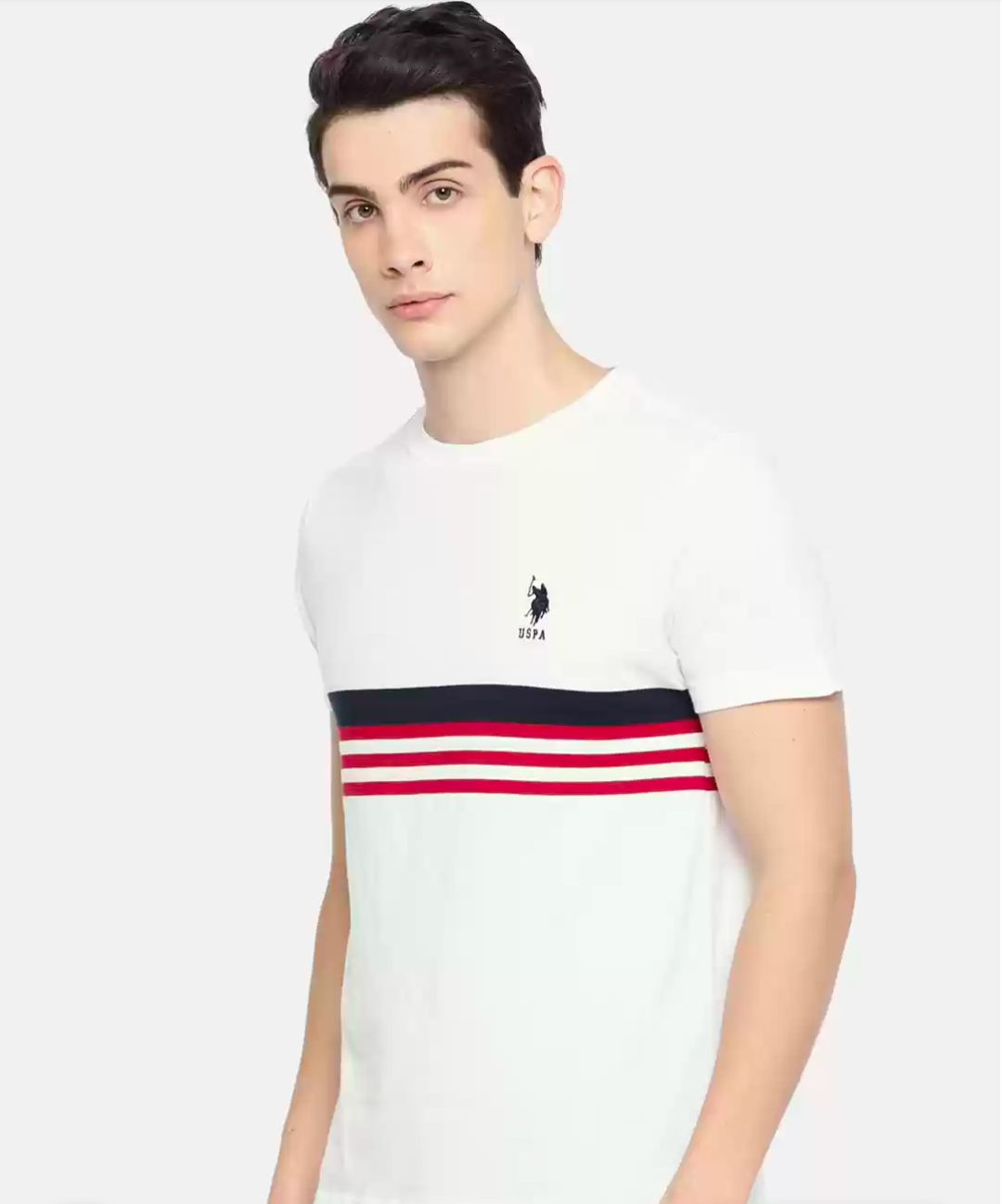 USPA men's Round neck white T-shirt