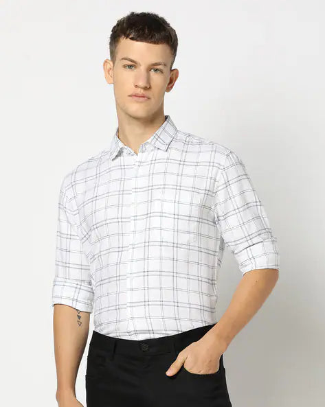 Men Checked Slim Fit Shirt by Netplay