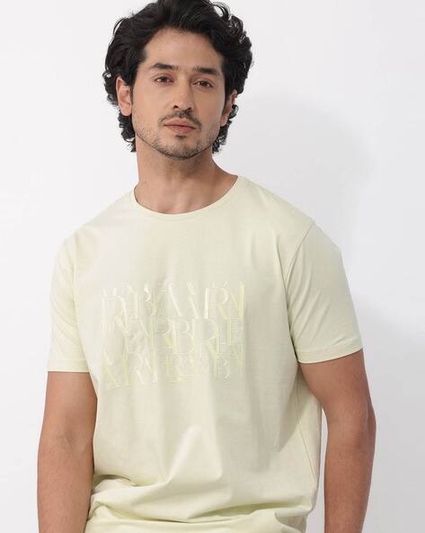 Men Typographic Print Regular Slim Fit T-shirt by Rare Rabbit