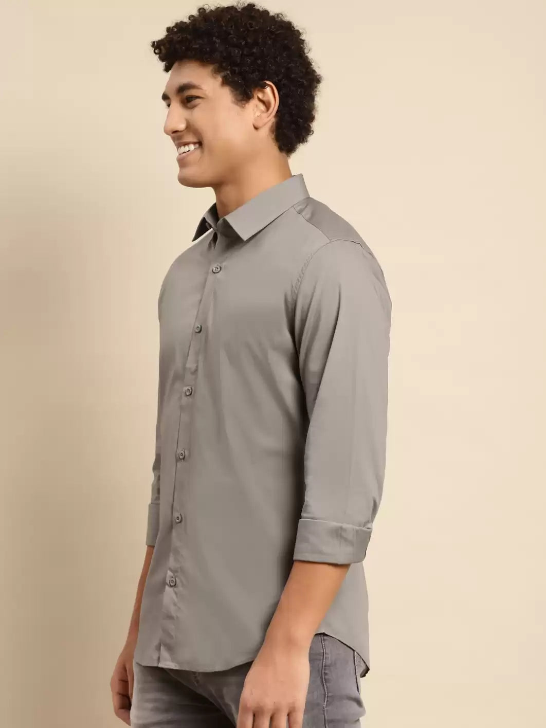 Regular Fit Spread Collar Solid Tencel Shirt UCB