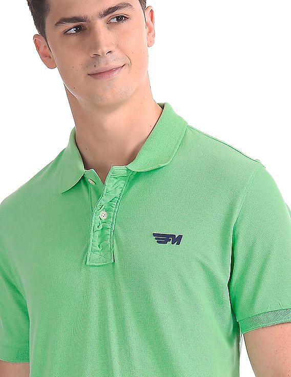 Solid Pique Polo Print T-shirt by Flying Machine