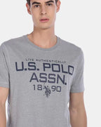 Men Grey Melange Printed Lounge T-shirt by U. S. POLO ASSN.