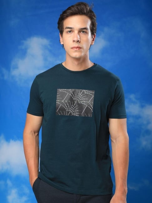 Graphic Print Slim Fit Round Neck T-shirt by Rare Rabiit