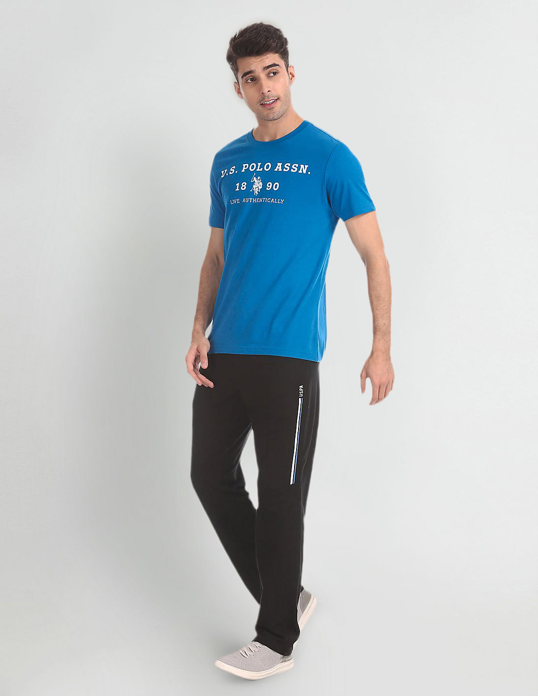 Comfort Fit Solid Cotton Polyester I673 Lounge Track Pants USPA
