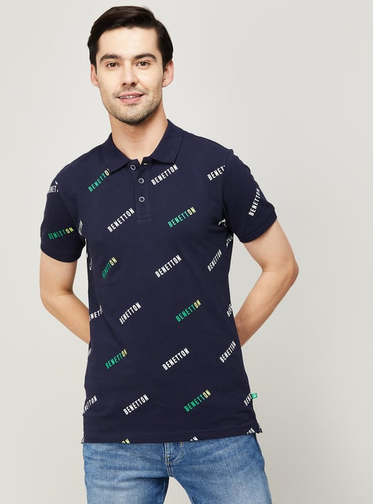 UNITED COLORS OF BENETTON Men Printed Regular Fit Polo T-shirt