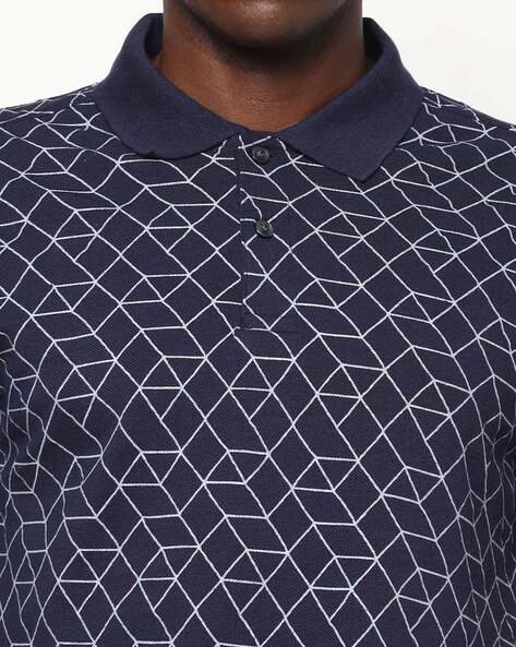 Geometric Print Slim Fit Polo T-shirt by Netplay