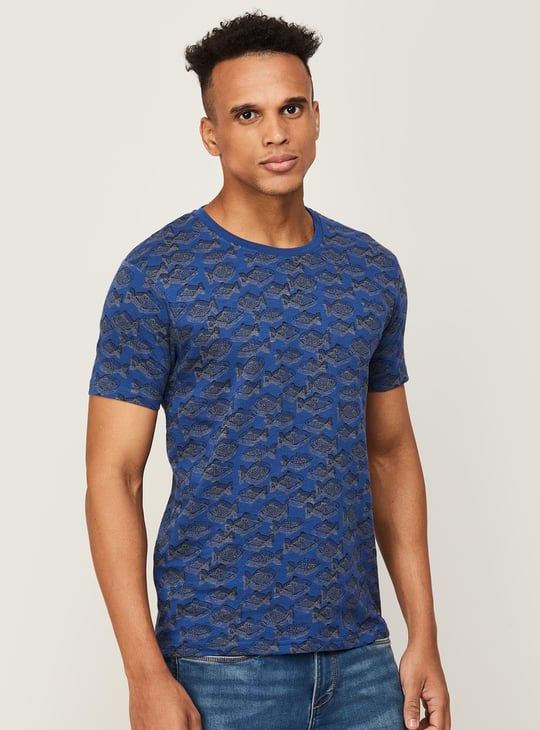 FLYING MACHINE Men Graphic Printed Crew Neck Regular Fit T-shirt