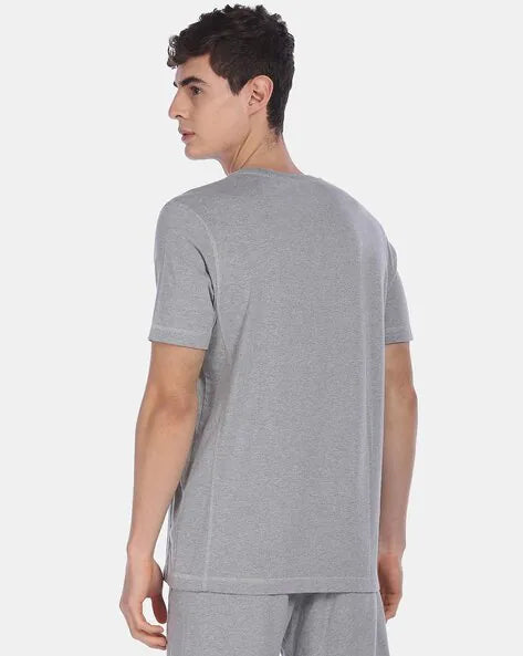 Men Grey Melange Printed Lounge T-shirt by U. S. POLO ASSN.