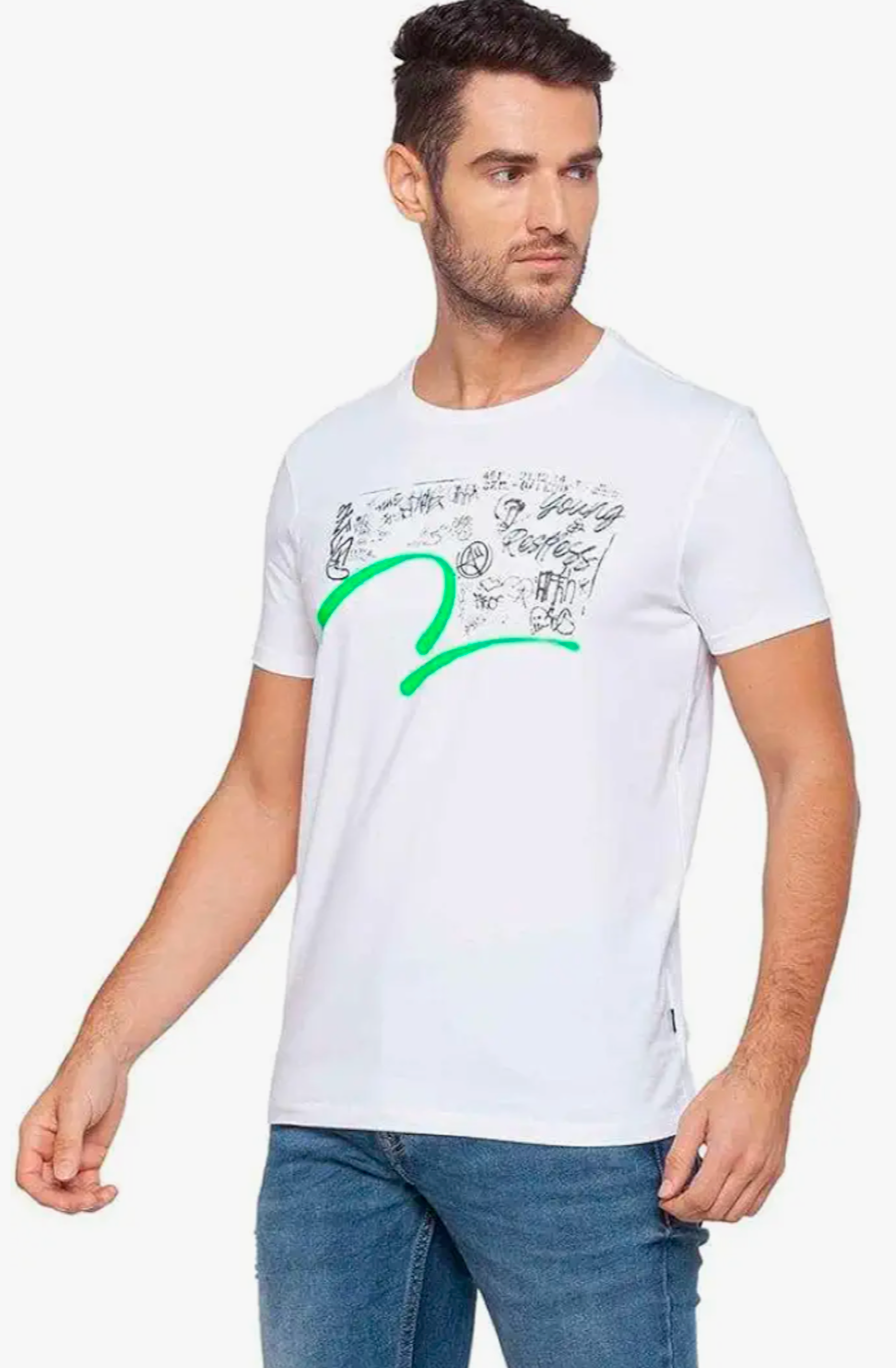 Spykar blended slim fit white t-shirt