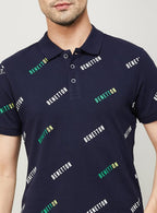 UNITED COLORS OF BENETTON Men Printed Regular Fit Polo T-shirt
