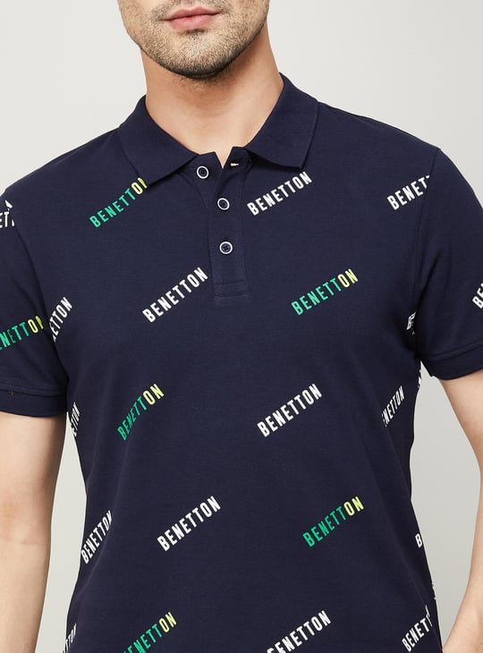UNITED COLORS OF BENETTON Men Printed Regular Fit Polo T-shirt