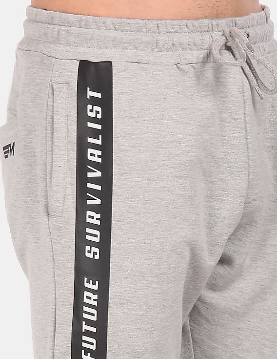 Contrast Tape Heathered Track Pants by Flying Machine