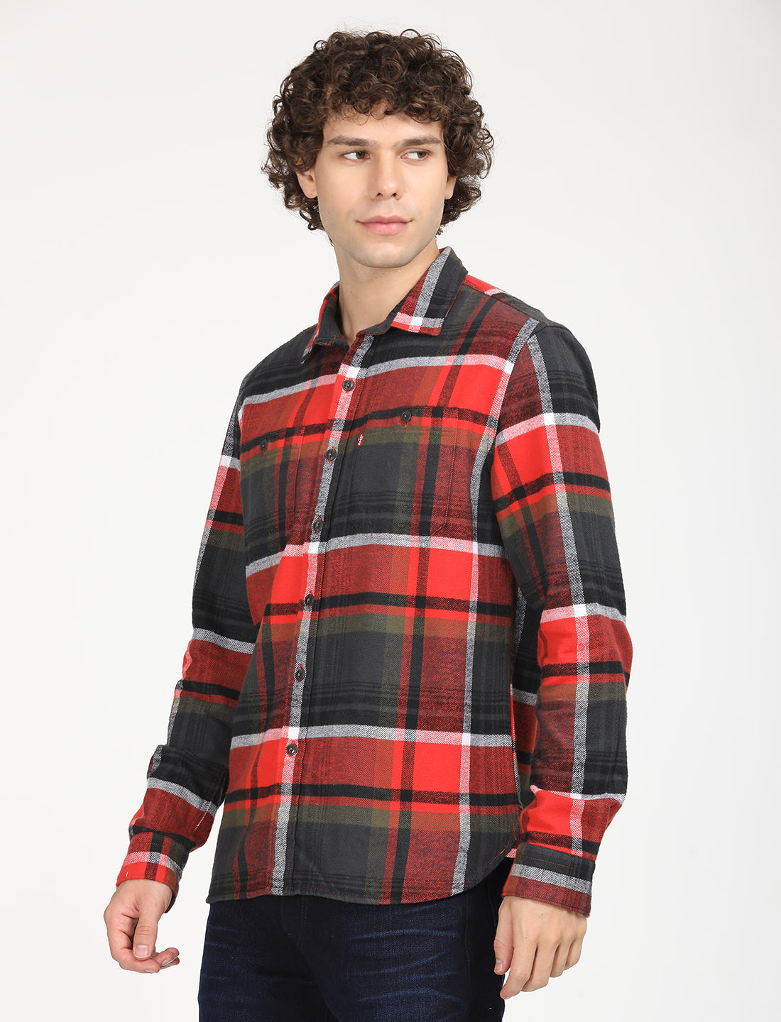 Men's Plaid Red Spread Collar Shacket Levi's