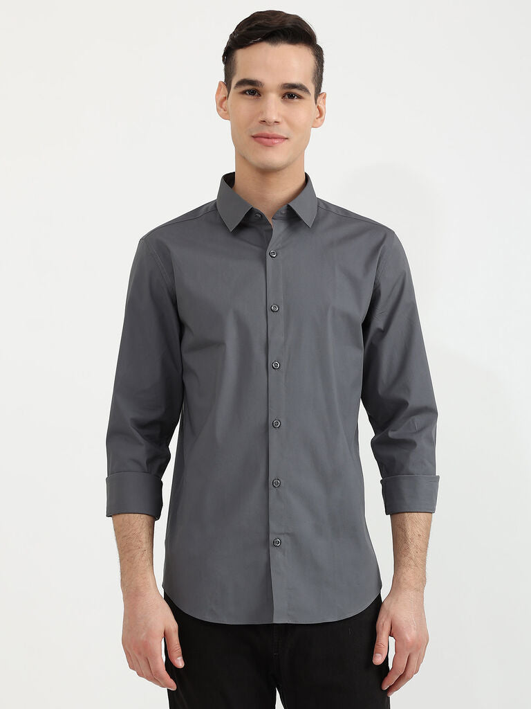 Regular Fit Spread Collar Solid Tencel Shirt UCB