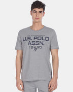 Men Grey Melange Printed Lounge T-shirt by U. S. POLO ASSN.
