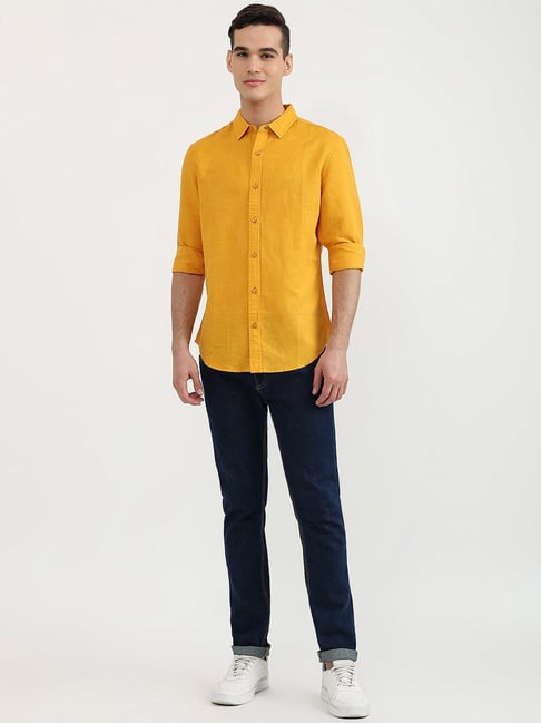 Regular Fit Spread Collar Solid Tencel Shirt UCB