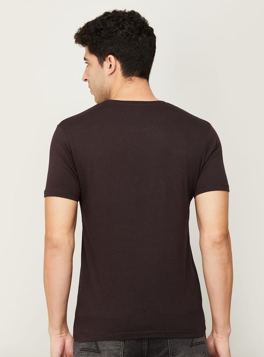 Men Printed Crew Neck Regular Fit T-shirt by Flying Machine