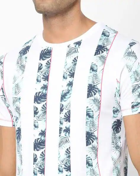 Leaf Print Slim Fit Crew-Neck T-shirt by Pepe Jeans