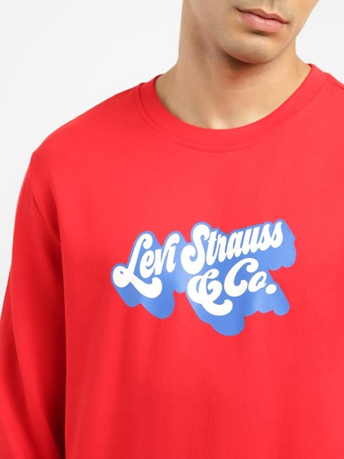 Levi's Red Cotton Regular Fit Printed Sweatshirt