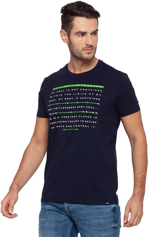 Spykar printed round neck cotton t-shirt