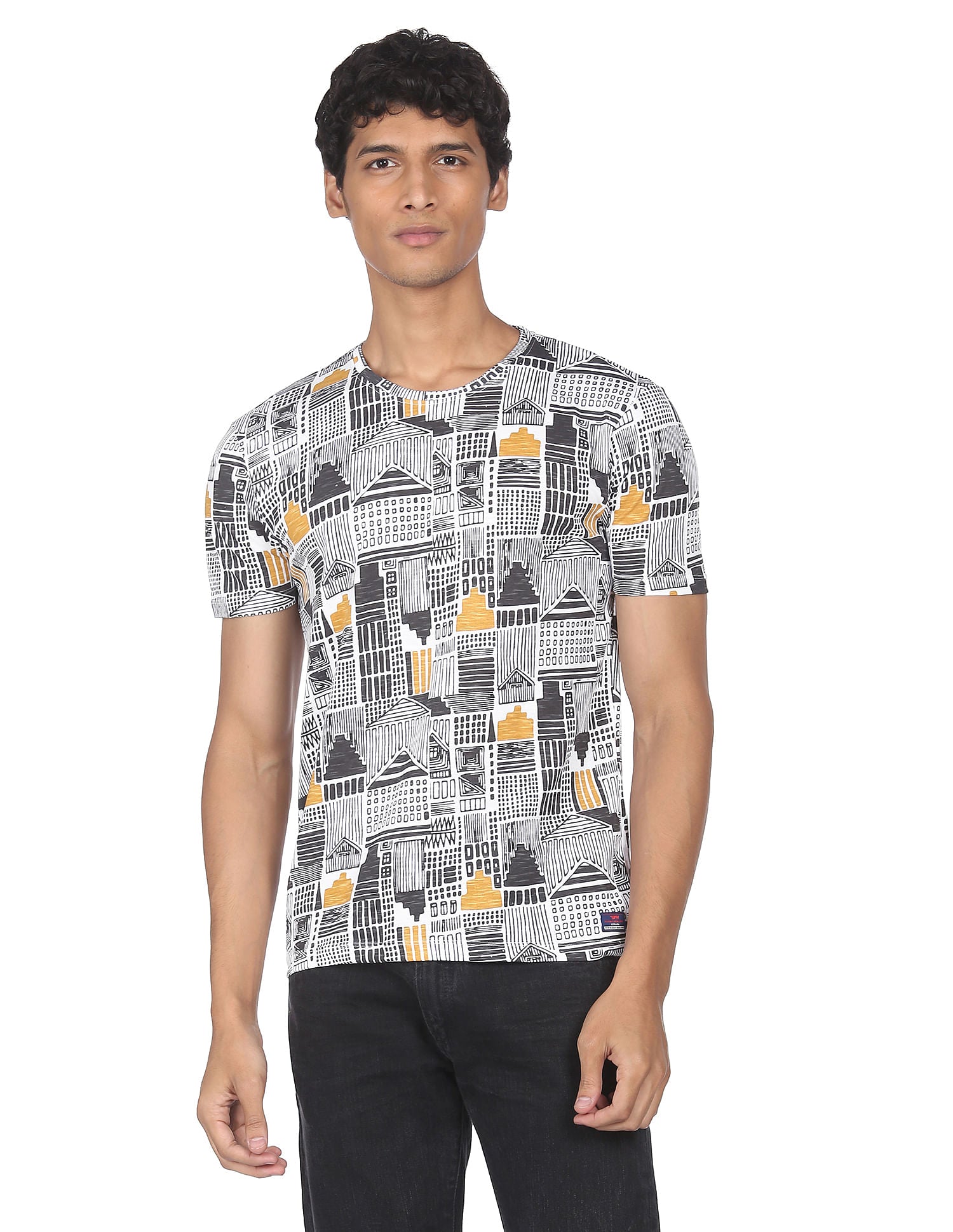 Pure Cotton All Over Print T-shirt by Flying Machine