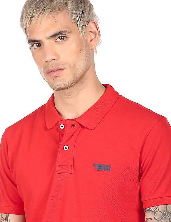 Solid Pique Polo Print T-shirt by Flying Machine